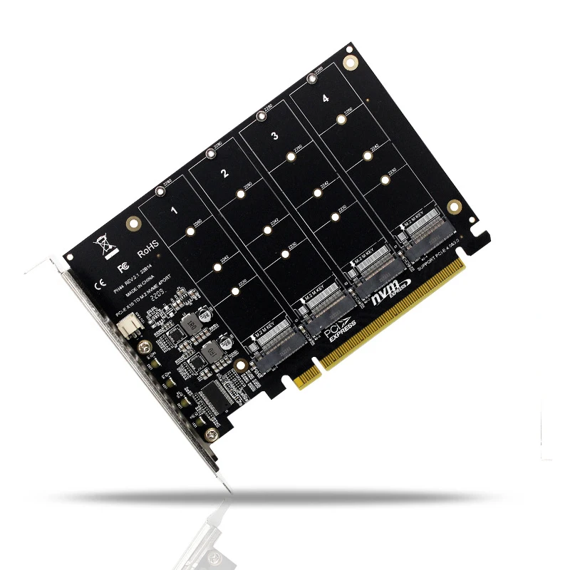 High-speed four-channel M.2 NVME PCIE 3.0 4.0 transmission protocol expansion card 4x32Gbps PCIE RAID support 2230 2242 2260 228 image 6