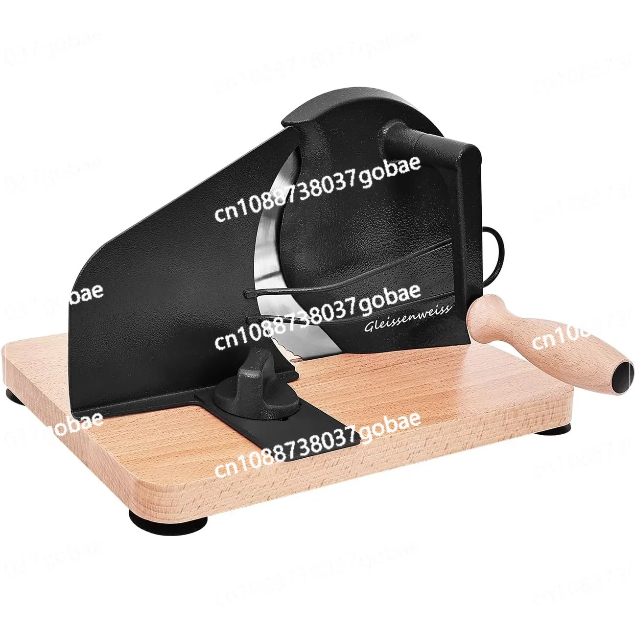

Baking products with manual crank and wooden board, manual household bread, toast, sausage, frozen meat slicer
