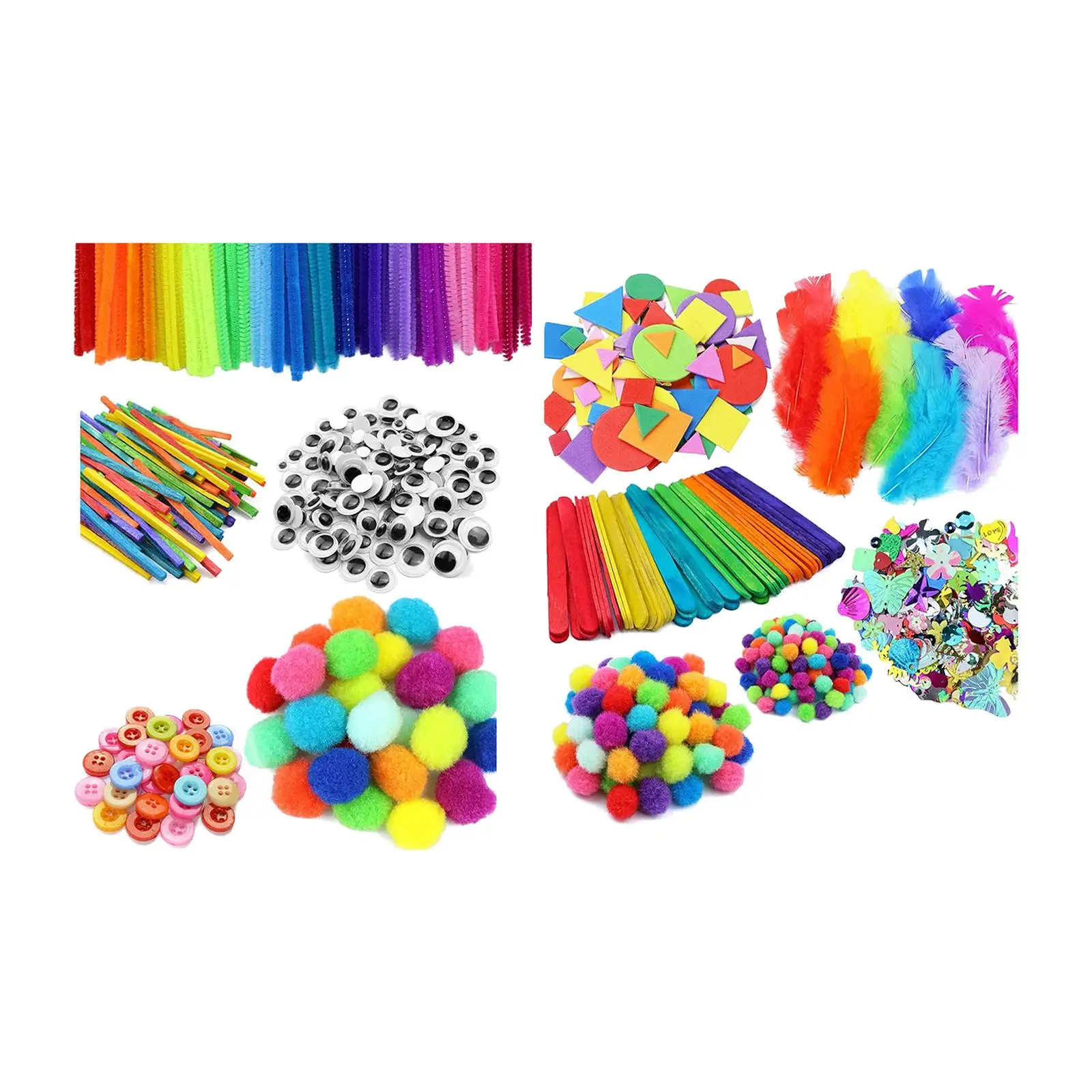 

1000x Arts and Crafts Supplies for Kids Age 4-6, 8-12 Toddlers Craft Materials Set for Party Favors Home School Crafting Project