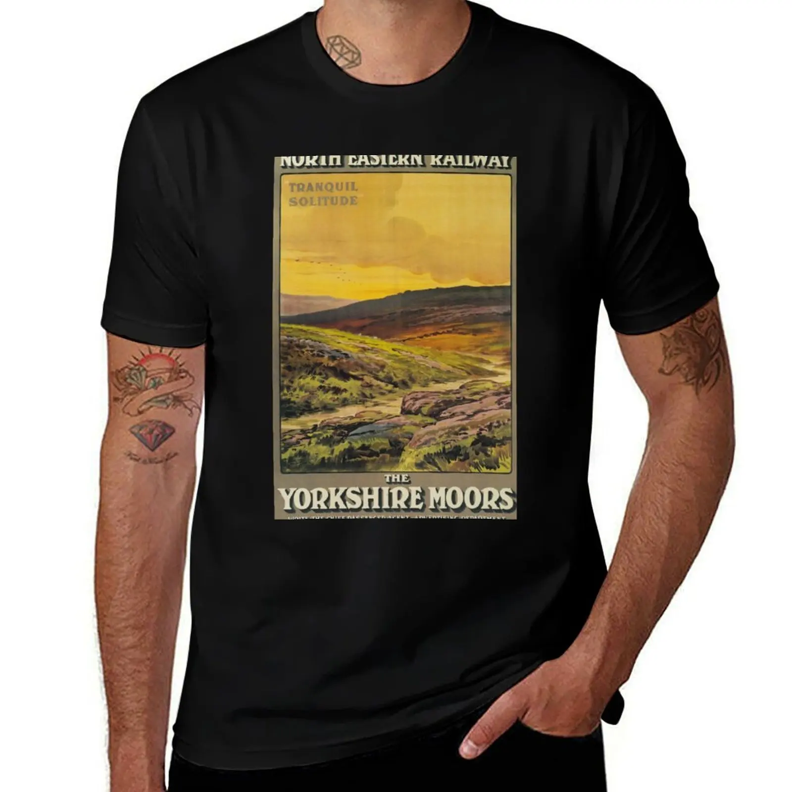 The Yorkshire Moors - NER - Vintage Railway Travel Poster - 1910 T-Shirt Running Performance Short Sleeve Tee T-Shirt