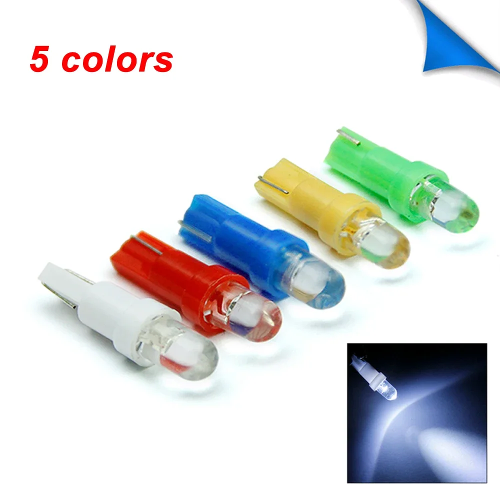 

10Pcs Universal T5 DC 12V Car Wedge Dashboard Dash Gauge LED Light Lamp Bulbs 5-Colors for Side Marker Corner Instrument Light