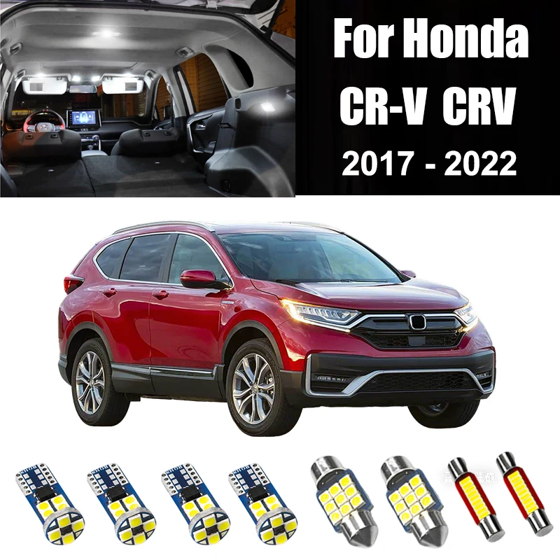 

Для Honda CRV CR-V MK5 5-го поколения 2017-2022: 10 шт. светодиодных ламп для салона, плафонов, ламп для чтения и освещения багажника, аксессуары