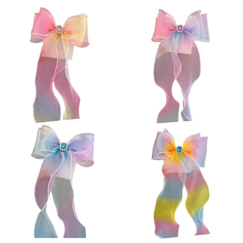 Elegante fita bowknot presilhas crianças cosplay festa grampo cabelo trança acessório