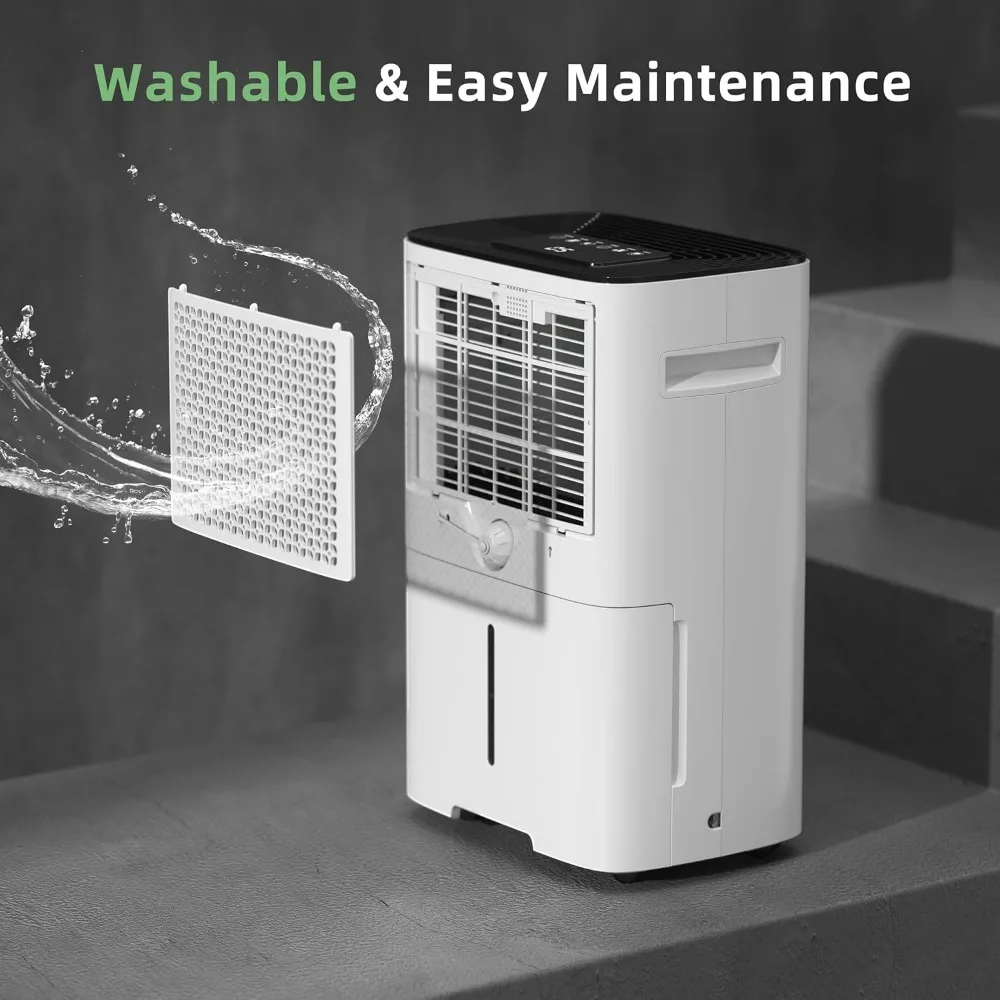 50 Pint Dehumidifiers for Home Basements, with 3 Working Modes, Overflow Protection, and Auto Shut off Restart. Ultra Silent