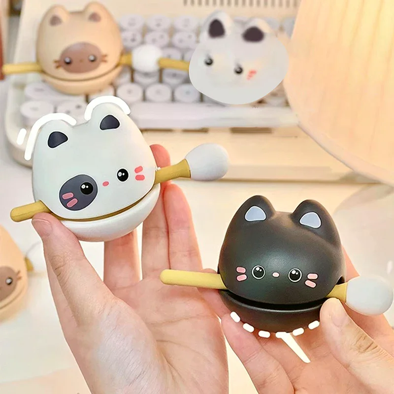 Cute Wooden Fish Drum Percussion Instrument Funny Desktop Ornament Animal Doll Toy Plastic Fortune Cat Musical Instrument