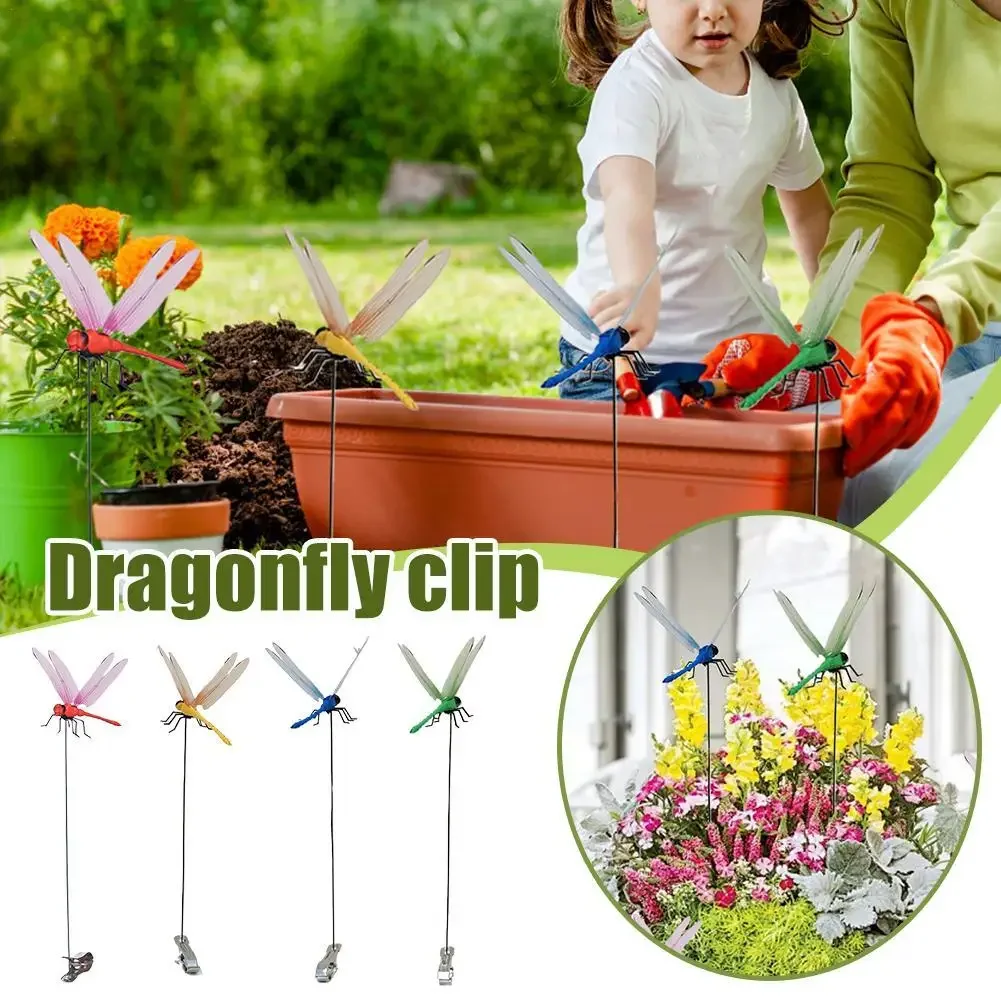 Insert Pole Clip Dragonfly, Horticultural Simulation Dragonfly Decoration Outdoor Courtyard Garden Decoration Repellent Dragonf
