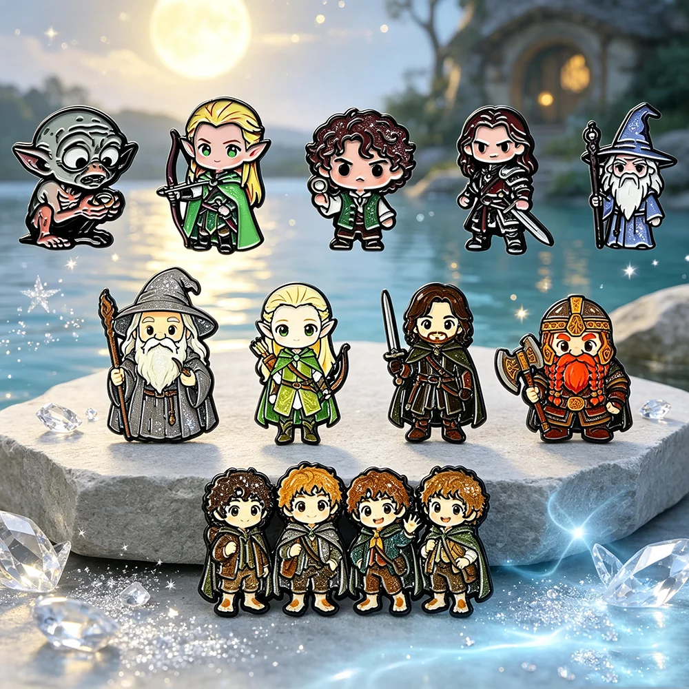 5/10pcs Chibi Fantasy Adventure Movie Enamel Brooch Pins, Lord Cartoon Character Lapel Badge, Fashion Jewelry for Backpack