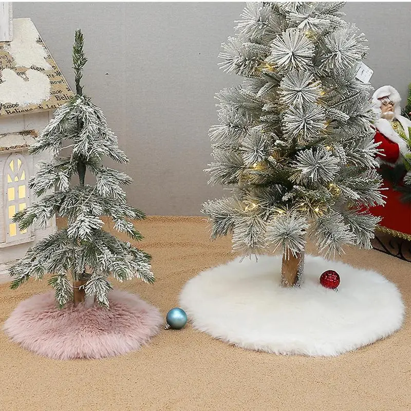 

Christmas Tree Rug Skirt 22 Inches Vintage Tree Base Plush Cover Round Mat Soft Thick Luxury Holiday Tree Ornaments Decoration