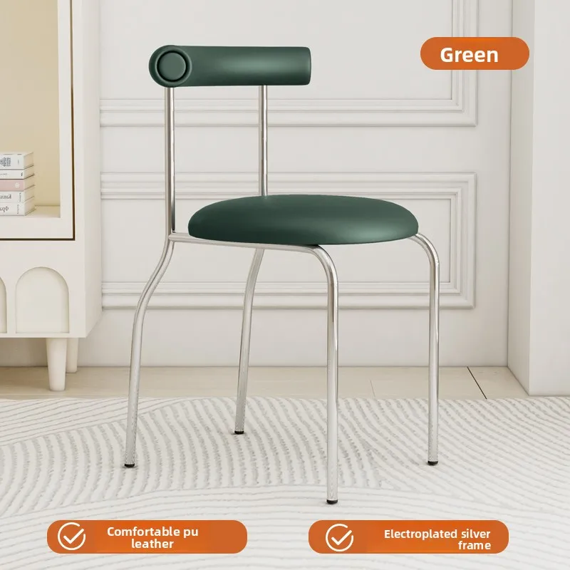 Vintage Cream-Style Iron Dining Chair for Home Living Room Bedroom Office Minimalist Vanity Seating