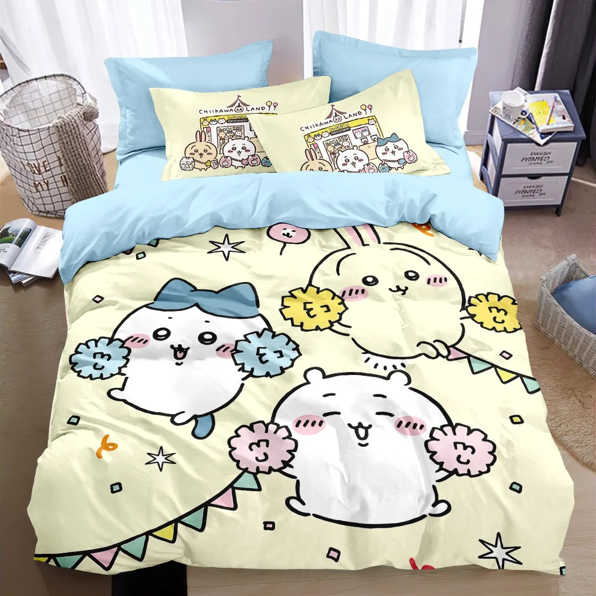 

Chiikawa Cartoon Bedding Set Duvet Cover Pillowcase Boy Girl Gift Single Twin King Size Bedding