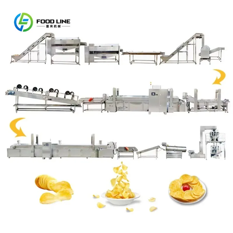 Customized Banana Chips Processing Making Production Plant Potato Chips Cutting and Packing Machine