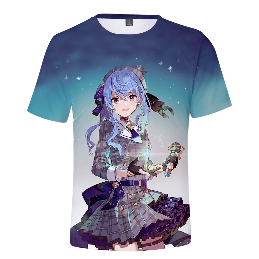 Hosimati suisei เสื้อยืดแนวสตรีทสำหรับผู้ชายและผู้หญิงสไตล์3D พิมพ์ลาย hololive vtuber hosimati suisei