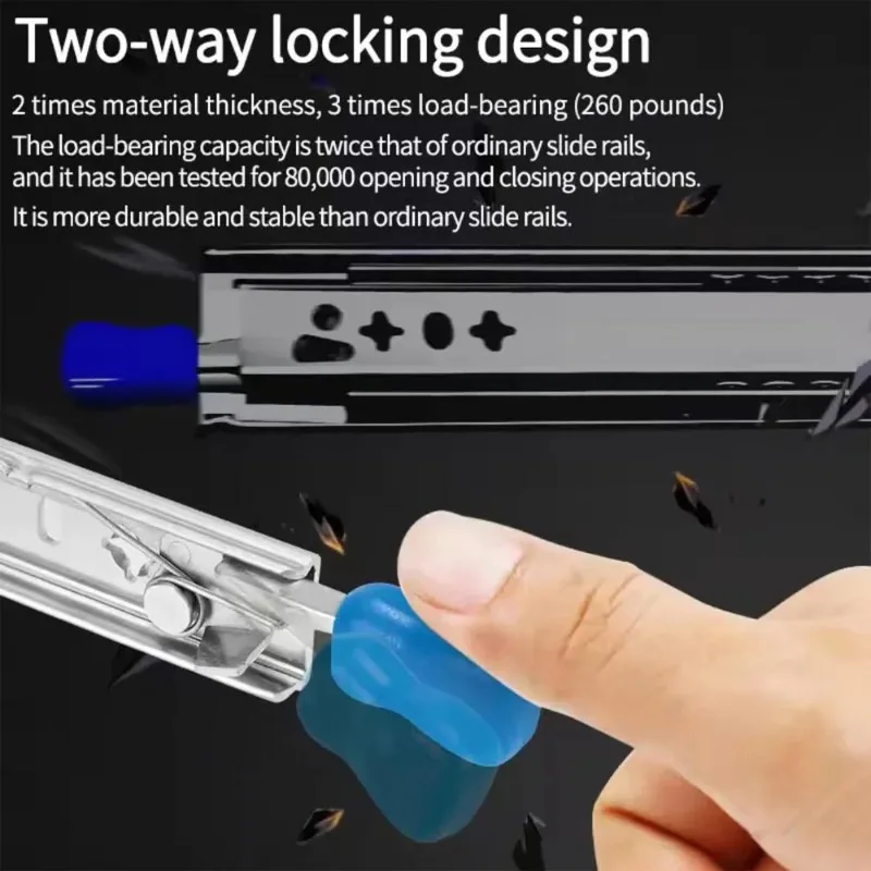 

1Pair With Lock 500LBS Heavy Duty Drawer Slides Sliding Drawer Rail Ball Bearing Full Extension Heavy Loading 3-Fold Guide Rail