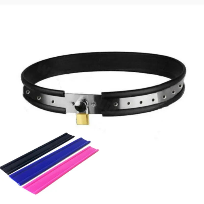 Adjustable Stainless Steel Silicone Waist Band Chastity Belt BDSM Bondage Restraints  Wear Adult Sex Toys for Women Men