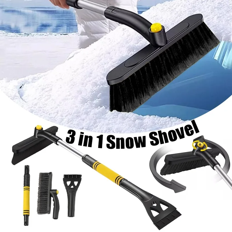 Extendable Ice Scraper for Car Detachable Snow Brush With Ergonomic Foam Grip For Cars Frost Removal Car Winter Accessories