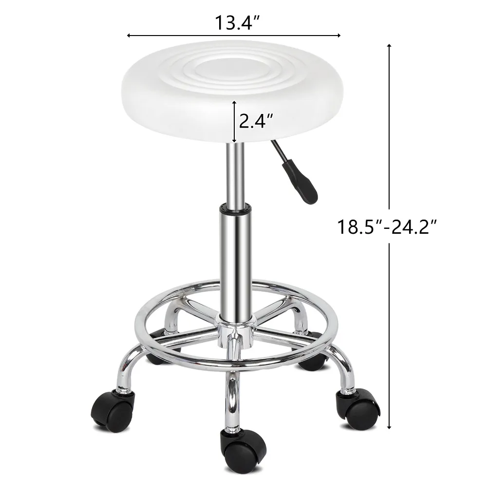 Round Cafe Chairs Stool with Lines Rotation Bar Stool White