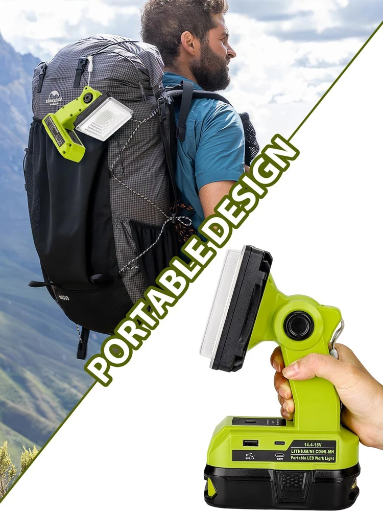 Imagem -05 - Luz de Trabalho Led sem Fios para Makita Bosch Dewalt Milwaukee Ryobi Black And Decker Craftsman 14.4v18v Li-ion Battery com Usb e Tipo-c