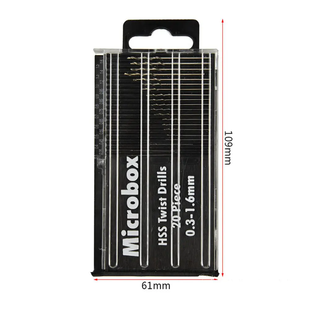 

20Pcs High Speed Steel Mini Drill Bits Set for Aluminum Thin Wood Plastic Precision Machining Tool Kit Drill Bit