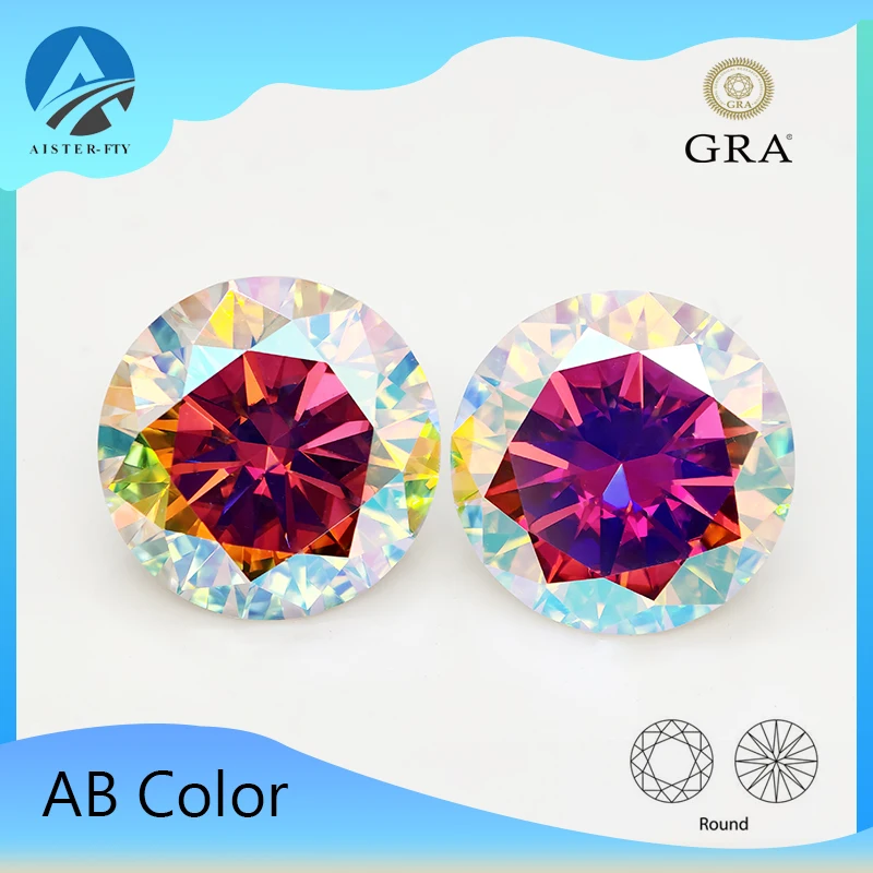 

AB Цвет Круглая огранка Муассанит Камень 3,0-12,0 мм Пройти тестер бриллиантов Сертификат GRA для муассанита Основной камень изготовления ювелирных изделий