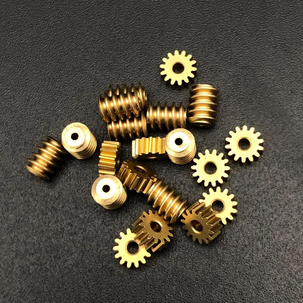 0.3M 0.3 Modulus 0.98MM 1A Brass Worm Gear Single Head Outer Diameter 3.8MM Turbine Worm Wheel 14T Bore Hole 1.48MM H/L 2MM 14:1