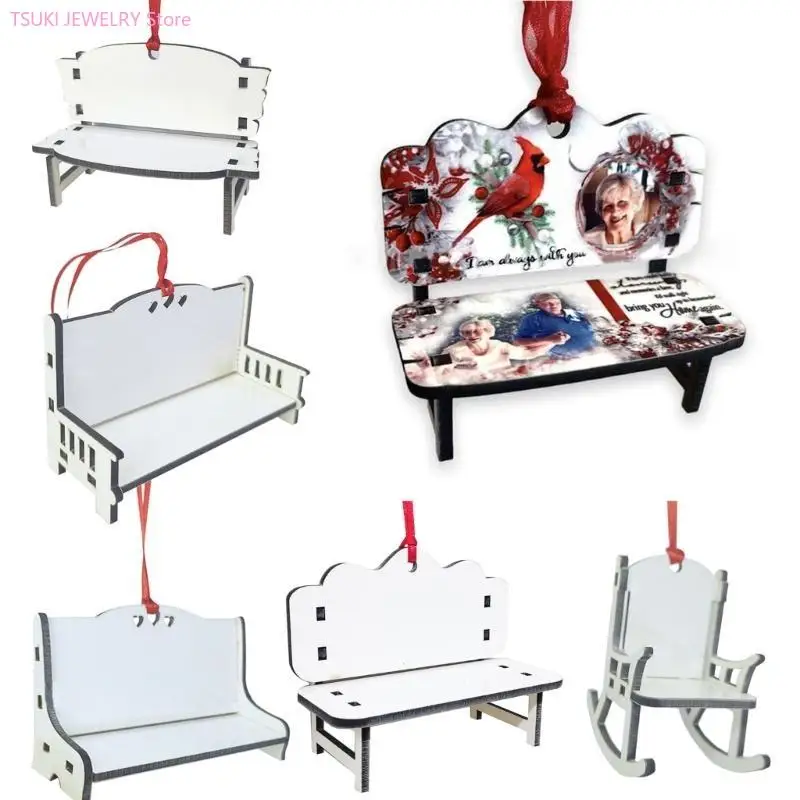 62KE Christmas Tree Decoration Xmas-Chair Pendant Hot Transfer MDF Paperboard Decor