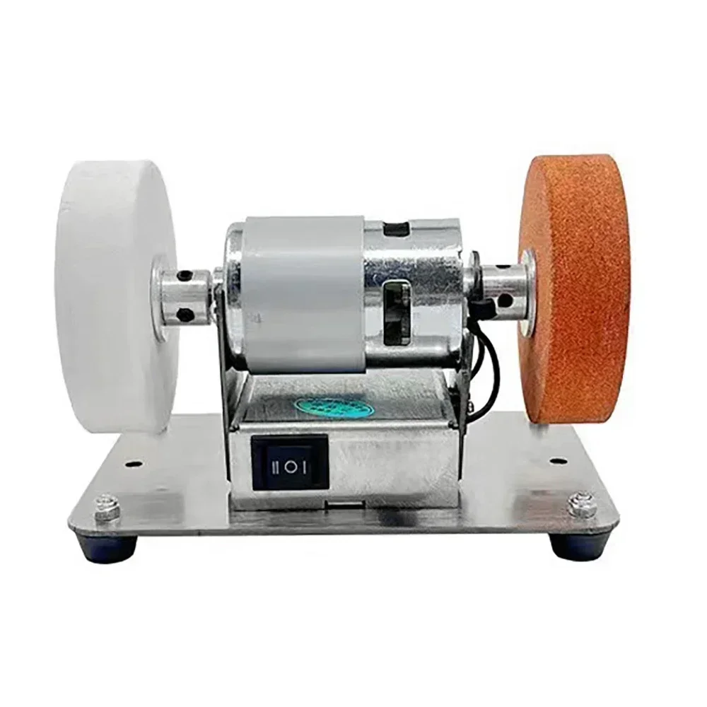 100W มินิเครื่องบดคู่ไฟฟ้าเดสก์ท็อปหยาบและ Fine คู่บดล้อเครื่องขัดเจาะ Burnishing