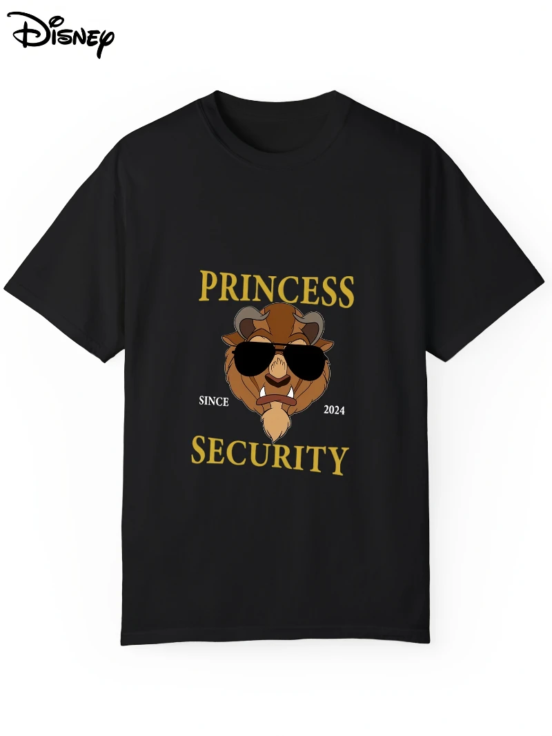Camiseta gráfica Disney Princess Security Beast con gafas de moda - Camiseta de manga corta con cuello redondo de algodón de 220 g
