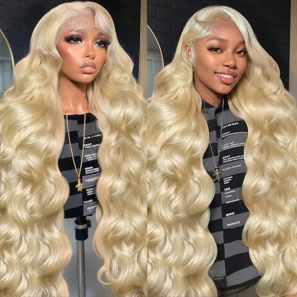 Perruque Body Wave Brésilienne Naturelle, Cheveux Blonds Bouclés 613, 13x5, Densité 200, Transparent HD, pour Femme Africaine