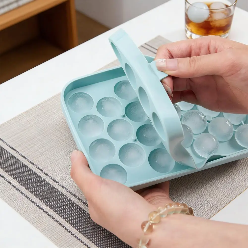 25 Grids Silicone Ice Grid Ball Ice Cube Mold with Cover Ice Storage Box Easy to Demould Bar Home Party Kitchen Tools