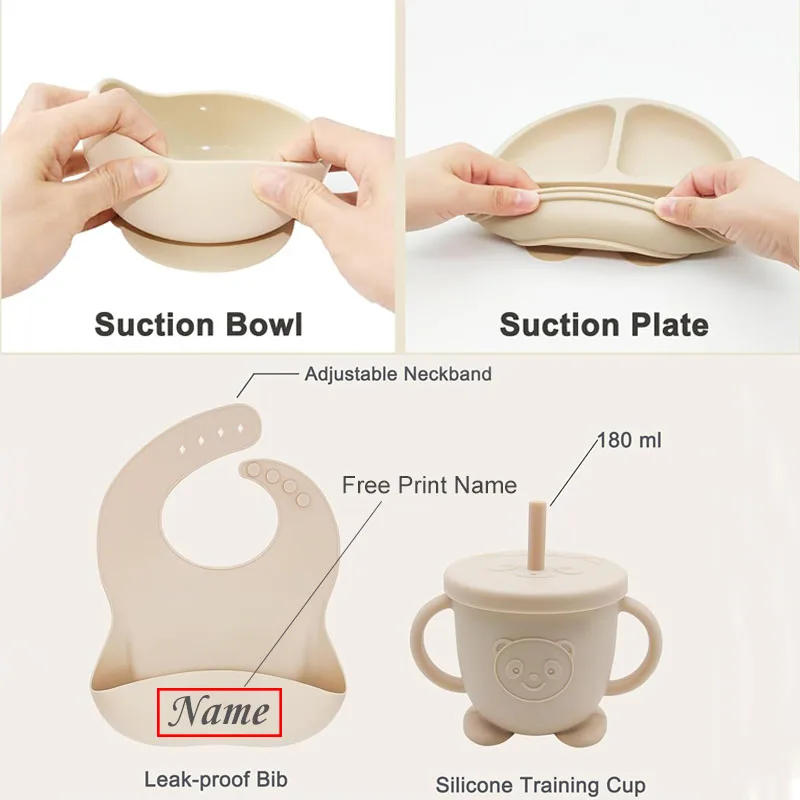 Personalized Baby Feeding Set with Plate, Bowl & Sippy Cup 5