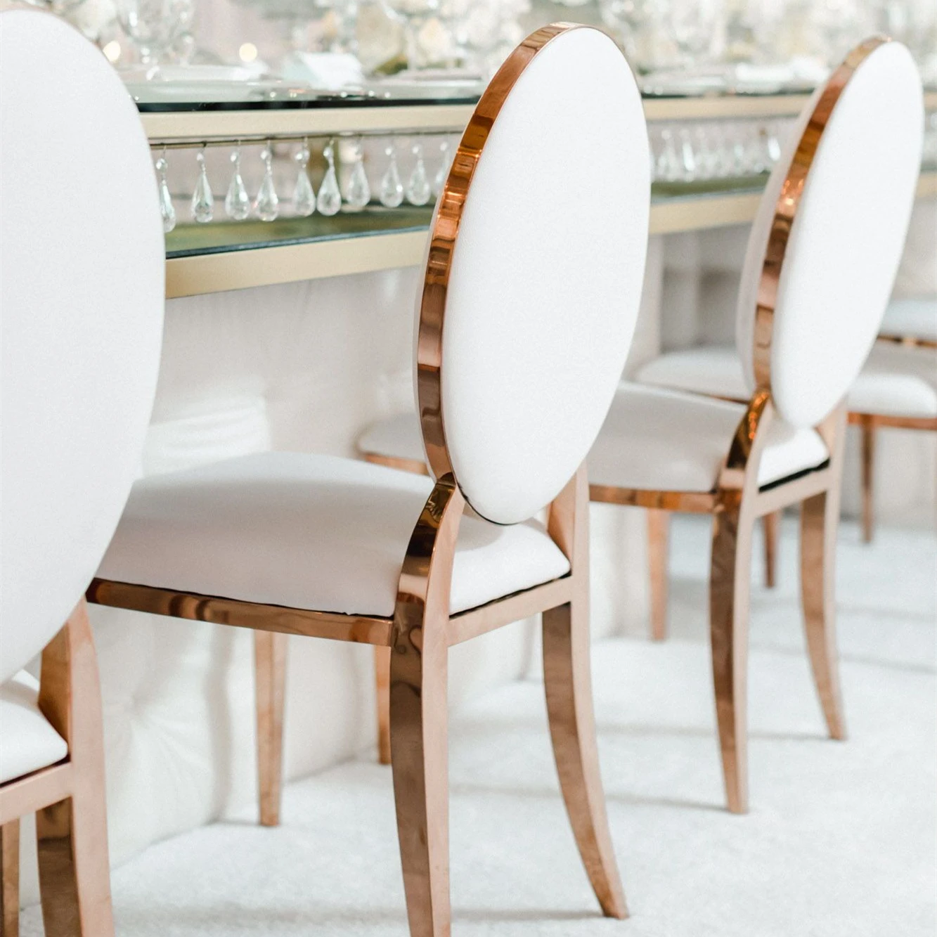 New model Modern Gold Round Shape Stainless steel dining chair hotel banquet Chiavari chair