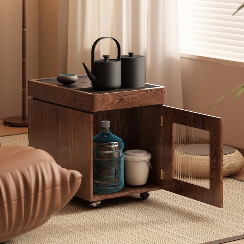 

Removable tea table balcony tea side cabinet solid wood small tea table side table