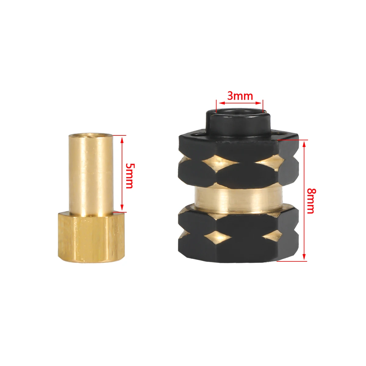 CNC Brass 7mm Hex Hub Extenders with Nuts for 1/24 RC Crawler Car SCX24 C10 Gladiator Bronco AX24 1.0 Inch Wheel Rims Upgrade