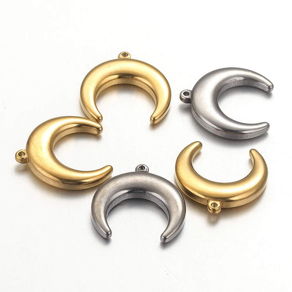 

5pcs Stainless Steel Gold Plated Crescent Pendants for DIY Necklace Bracelet Connectors Jewelry Making Supplies Wholesale