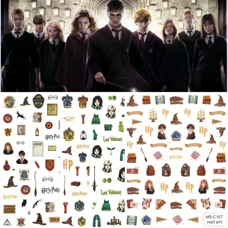 Miniso New Anime Figure Harry Potter Nail Stickers Magic Nail Supplies Nail Art Decal Harry Potter Wizard Hat Stickers For Nails