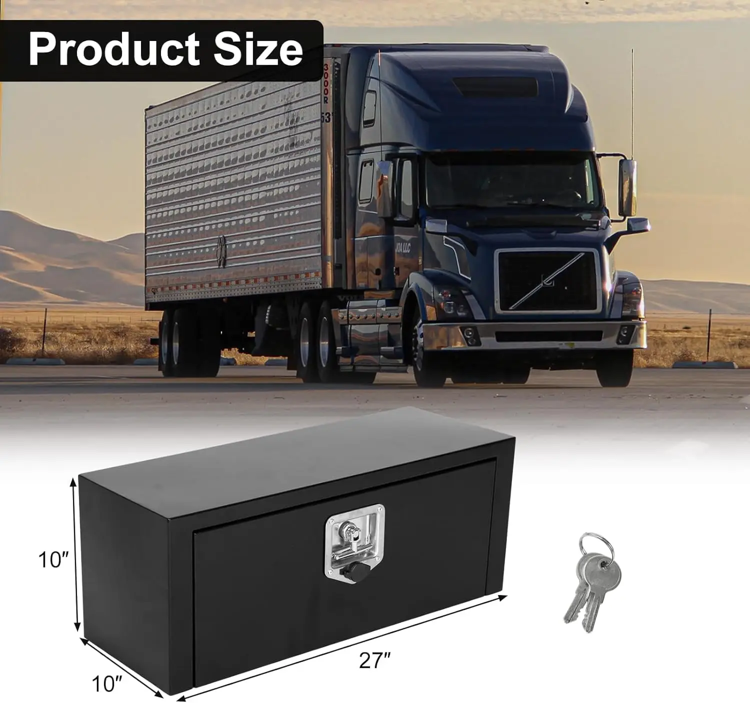 Truck Under Bed Storage, Steel, Black, Waterproof with Lock and Keys