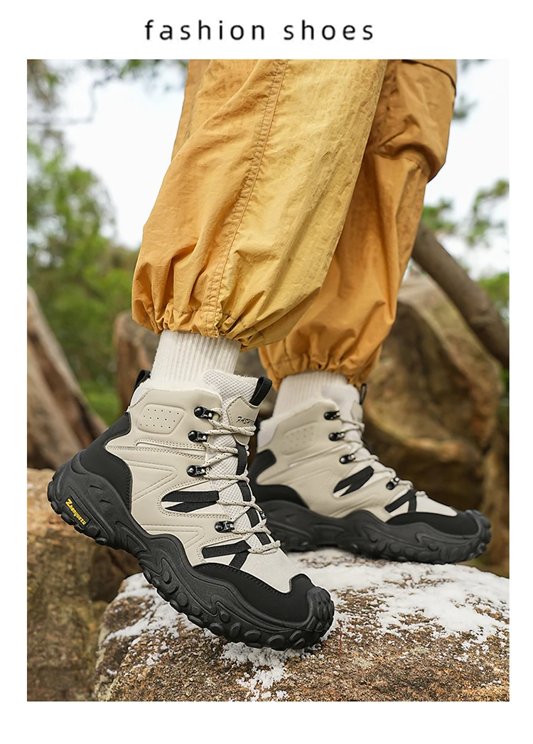 Herbst- und Winter-Herren-High-Top-Schuhe in Übergröße, Outdoor-Fleece-gefütterte Warme Schneesportschuhe, mit Komfortablem und Hautfreundlichem Futter, Hervorragender Griffigkeit, Geeignet für Outdoor-Aktivitäten und den Täglichen Arbeitsweg – Detail 10