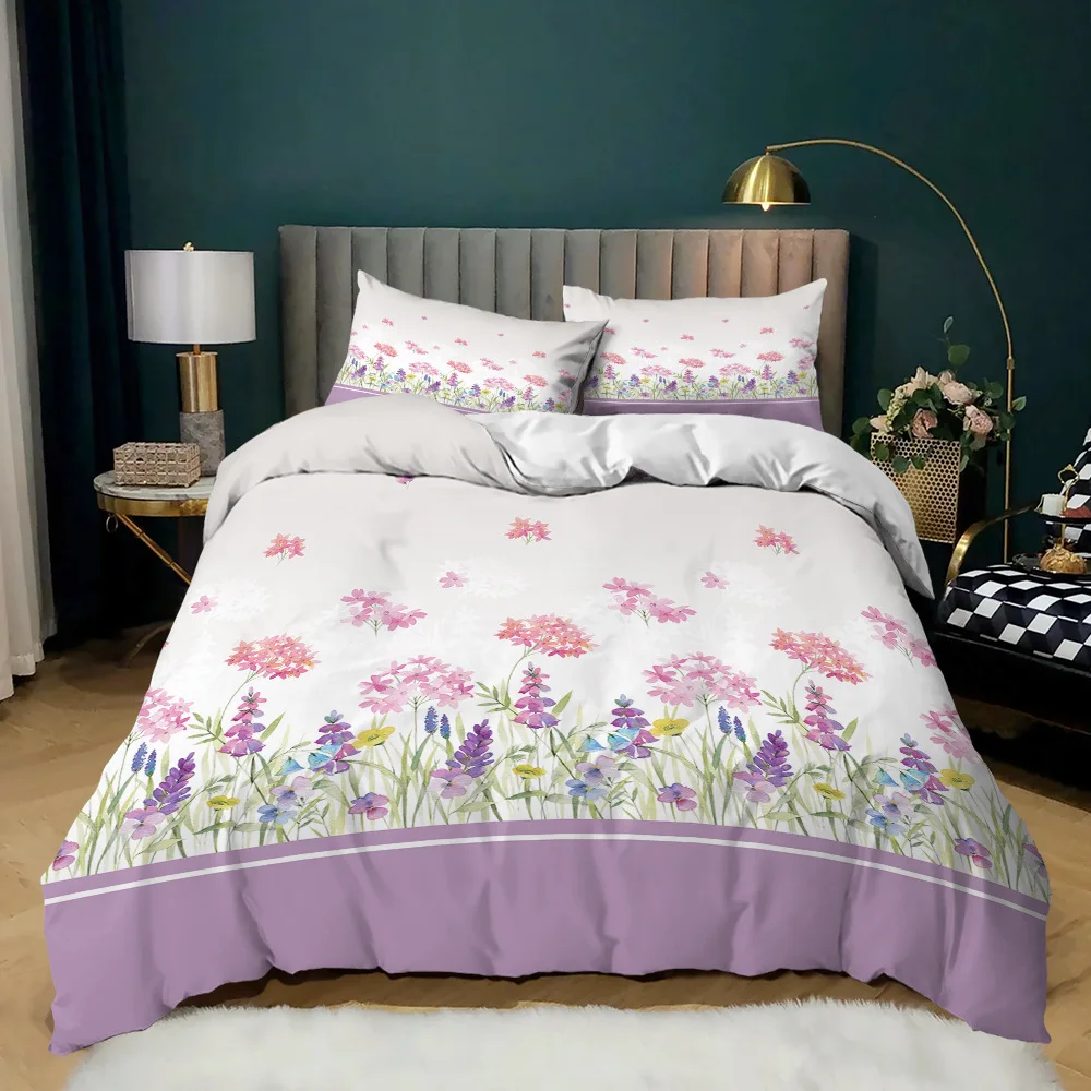 

Cartoon Floral Bedding Set Adults Kids Bed Linen with Pillowcases Queen Full Single Twin Size 3D Printed Girls Duvet Cover Set