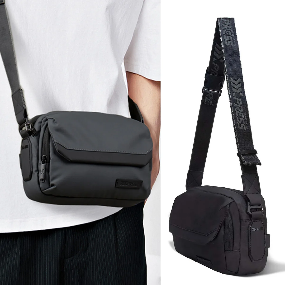 

Luxury Business Shoulder Bag for Men Design Plaid Messenger Bag Crossbody Bag Casual Zipper Small Square Sling Bag Waterproof