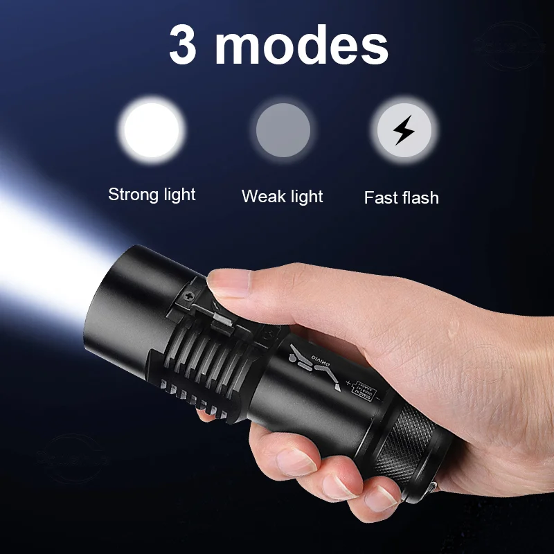 XHP70 LED Scuba Diving Flashlight, IPX8 Waterproof Dive Lamp, Most Powerful Hand Rope, 26650 Battery