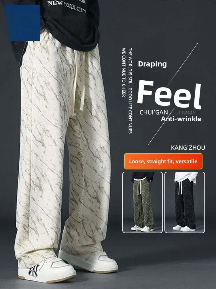 

Men's Tie Dye Wide Leg Straight Casual Pants Spring Autumn Loose Fit Comfortable Polyester Fiber Anti-Wrinkle Wear Resistant