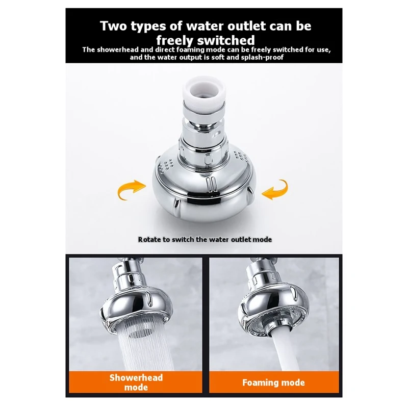 -Shaped 360° Swivel Kitchen Faucet Extender,Anti-Splash Dual-Function Kitchen Faucet Sprayer Attachment Shower Head Retail