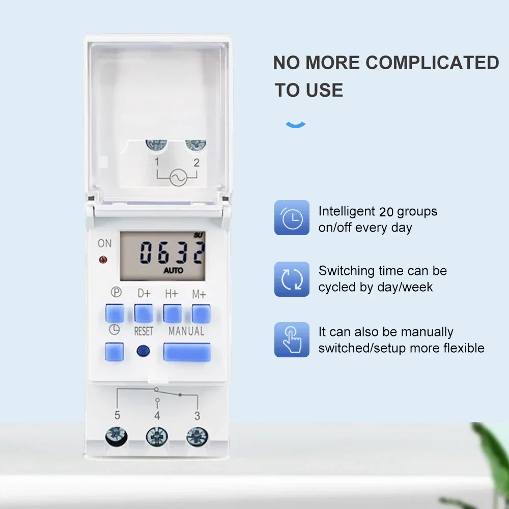 Weekly 7 Days Programmable Din Rail Digital TIME SWITCH Relay Timer THC15A THC30A 220V 110V 48V 24V 12V for Control street lamp