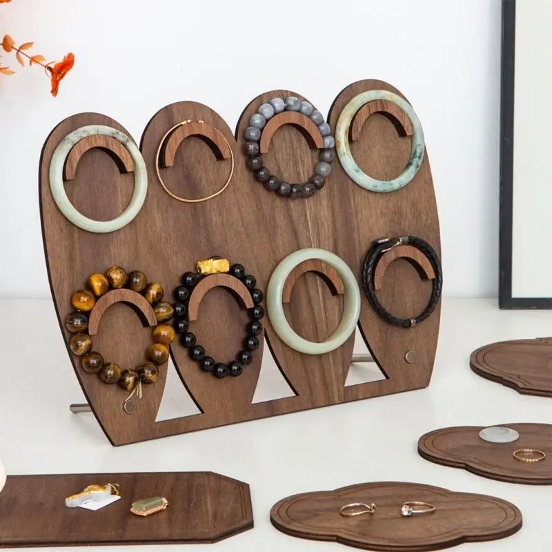 2026 New Arrival Wooden Jewelry Display Stand Countertop Organizer for Necklace Earrings Bracelet Retro Pendant Amulet Vintage