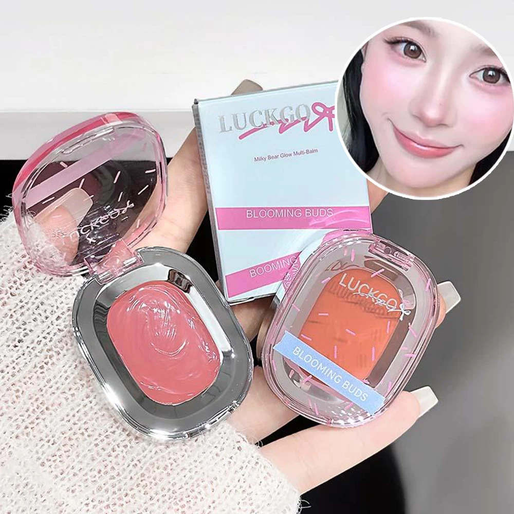 Cute Bear Water Glow Multi-Use Balm,  Brightening Low-Saturation , Moisturizing, Highlighter Balm Lip Gloss Blush