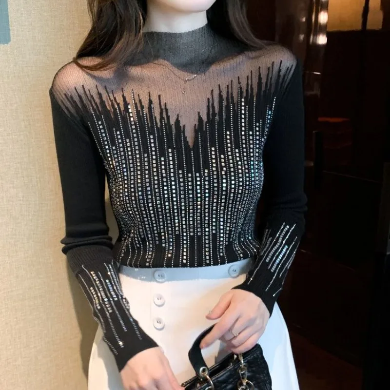 

2025 Autumn and Winter New Women's Top Trendy Women's Sweater Fashion Contrast Color Knitted Sweater Women's Slim Fit Pullovers