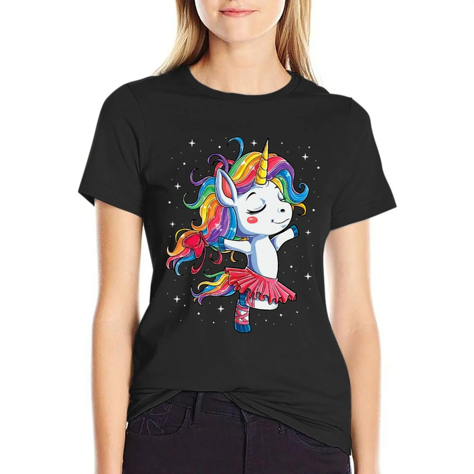 Ballet Dancer Unicorn . Kids Girls Rainbow Ballerina T-Shirt customs design your own customizeds woman t shirt