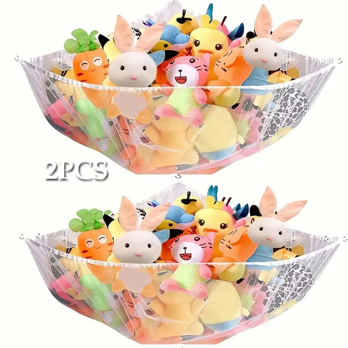 2Pcs Toy Hammock Stuffed Animal Hammocks Toy Storage Hammock Nets Jumbo Wall Sling Corner Mesh Toy Organizer Toy Net Holder With