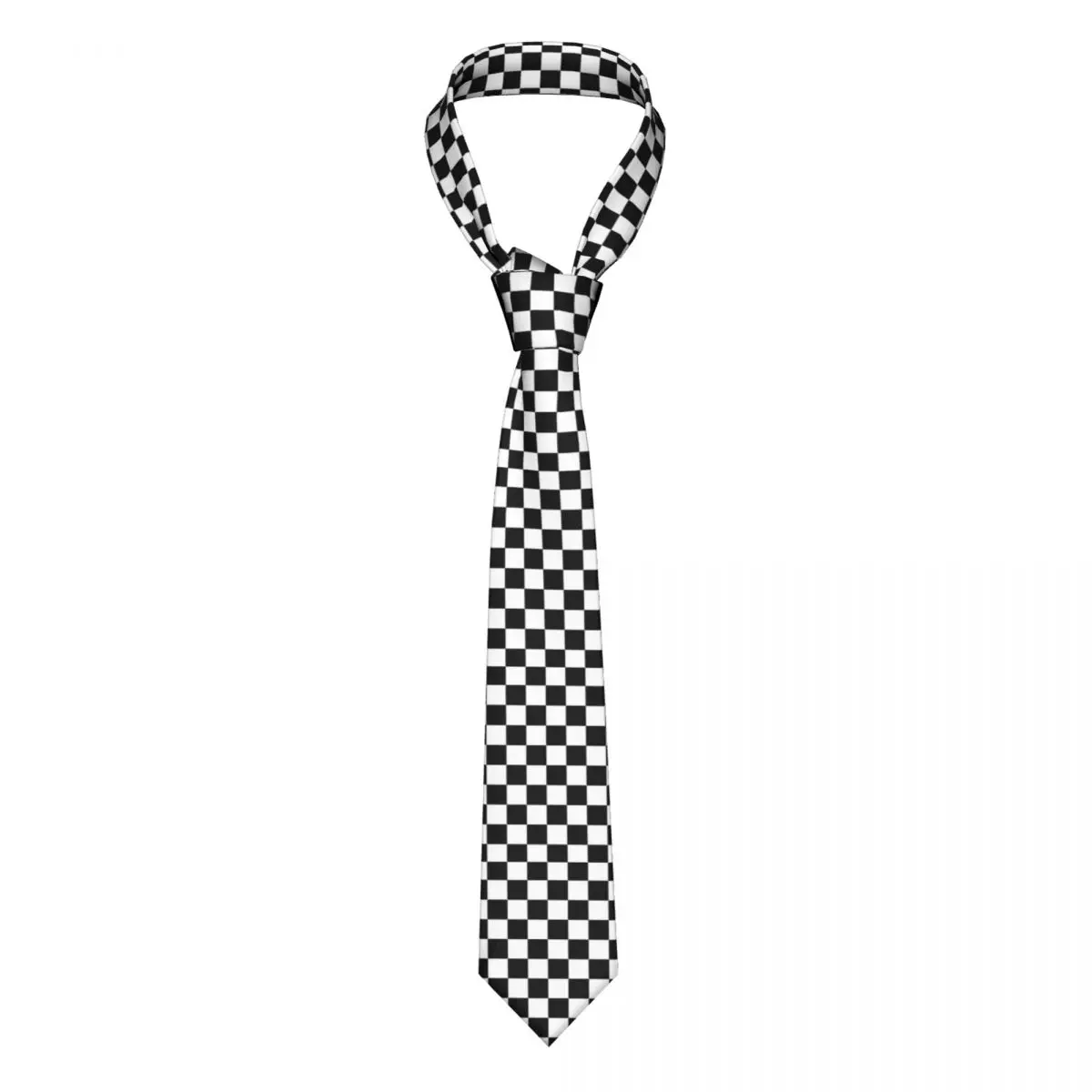 

Fashion Black And White Checkerboard Pattern Necktie Men Custom Silk Geometric Tartan Wedding Tie