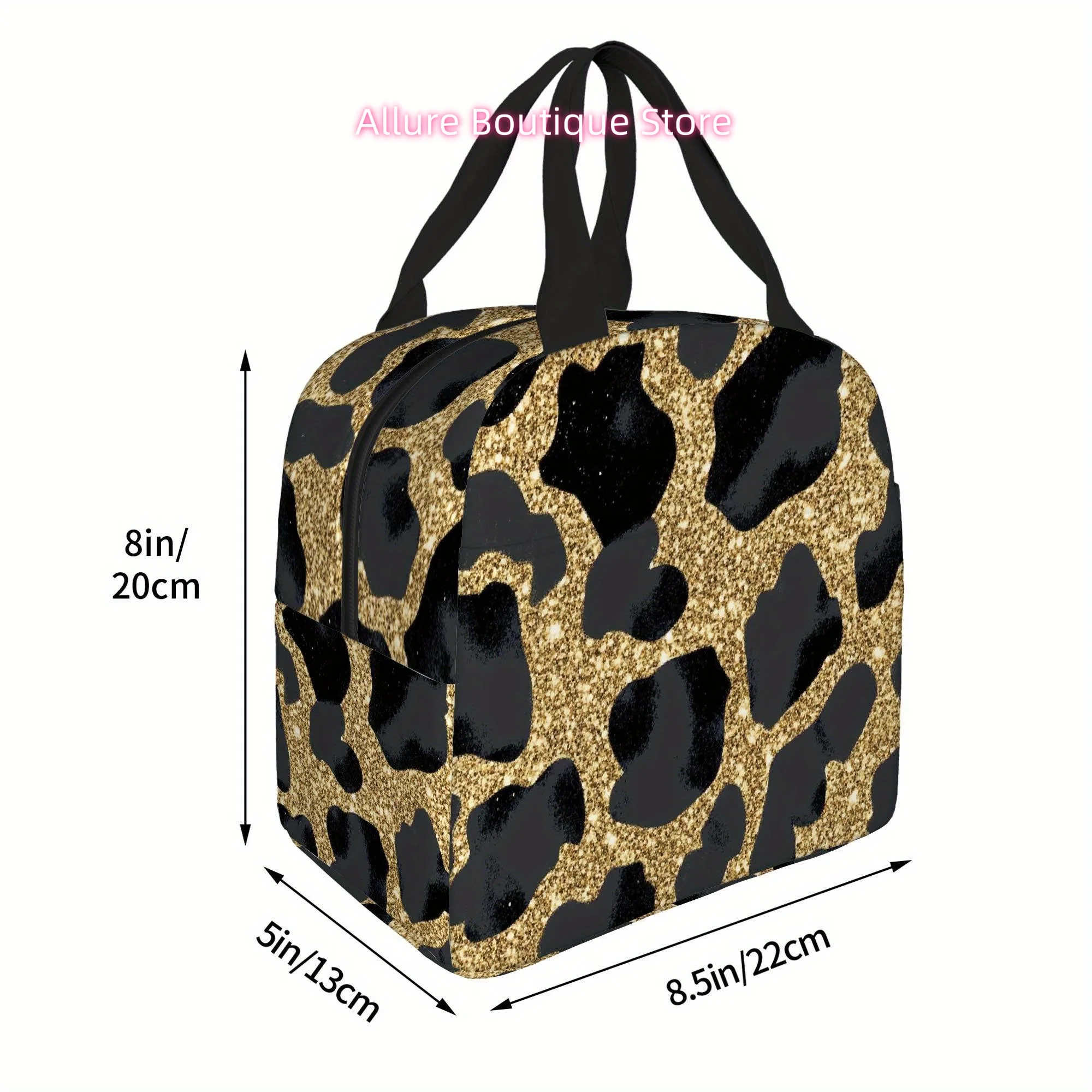 1pc, Golden Leopard Print Texture Printed Thermal Bag, Insulation Bag, Insulated Bag. Not for Food Contact. Suitable for Home, R